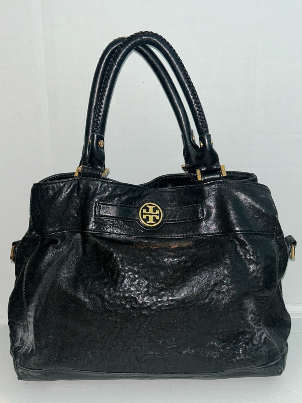 Tory Burch Audra Satchel black leather handbag